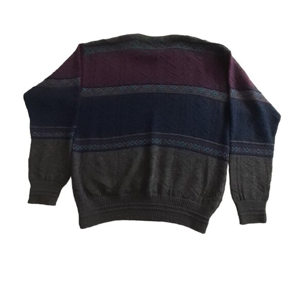 Vintage Reed St James Geometric Knit Sweater Grandpa Purple USA Made SIZE L - Picture 6 of 11